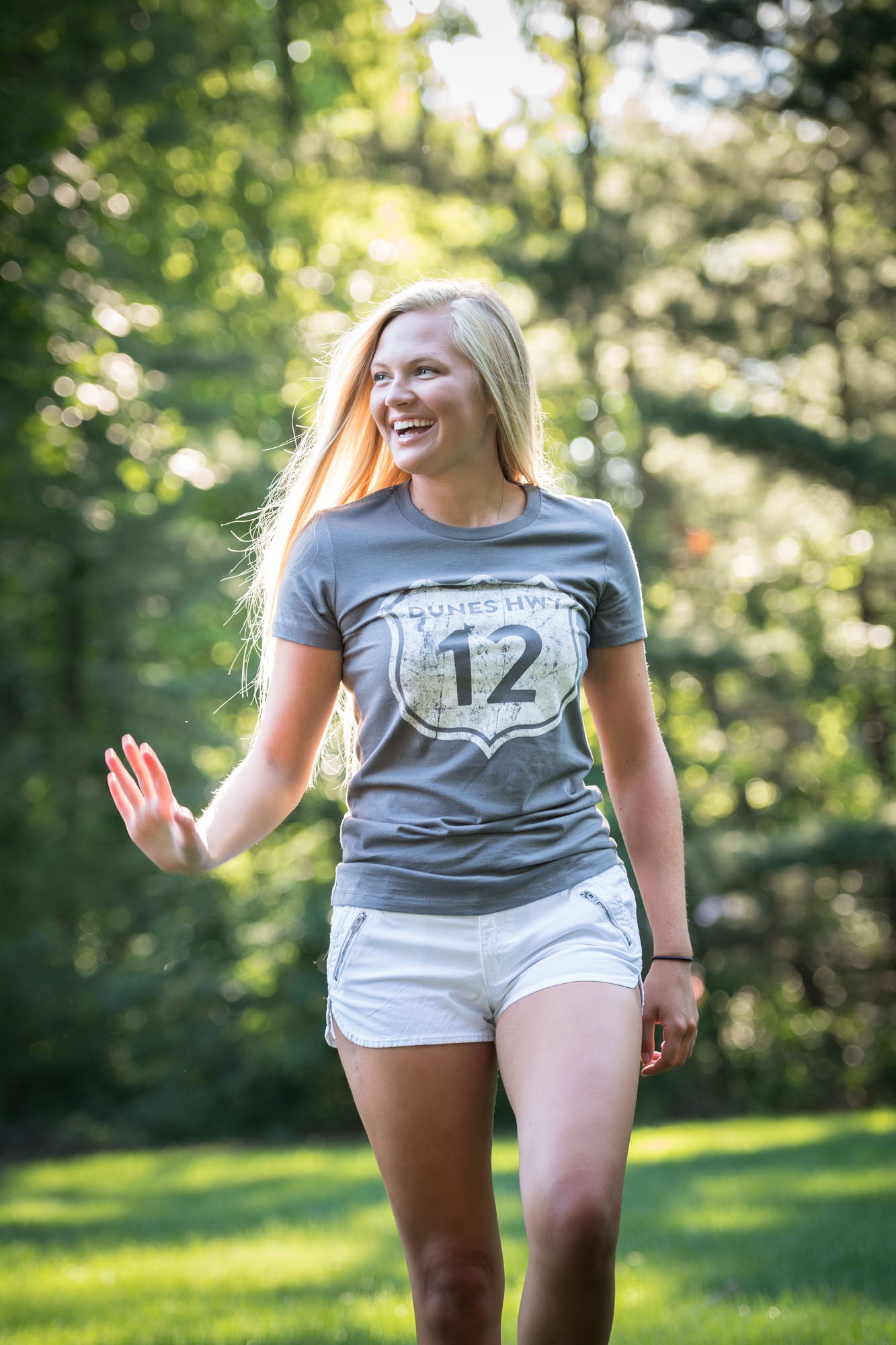Dunes Hwy 12 Women's Graphic Tee – Distressed Vintage Logo Crew Neck T-Shirt | Soft Cotton Casual Summer Shirt