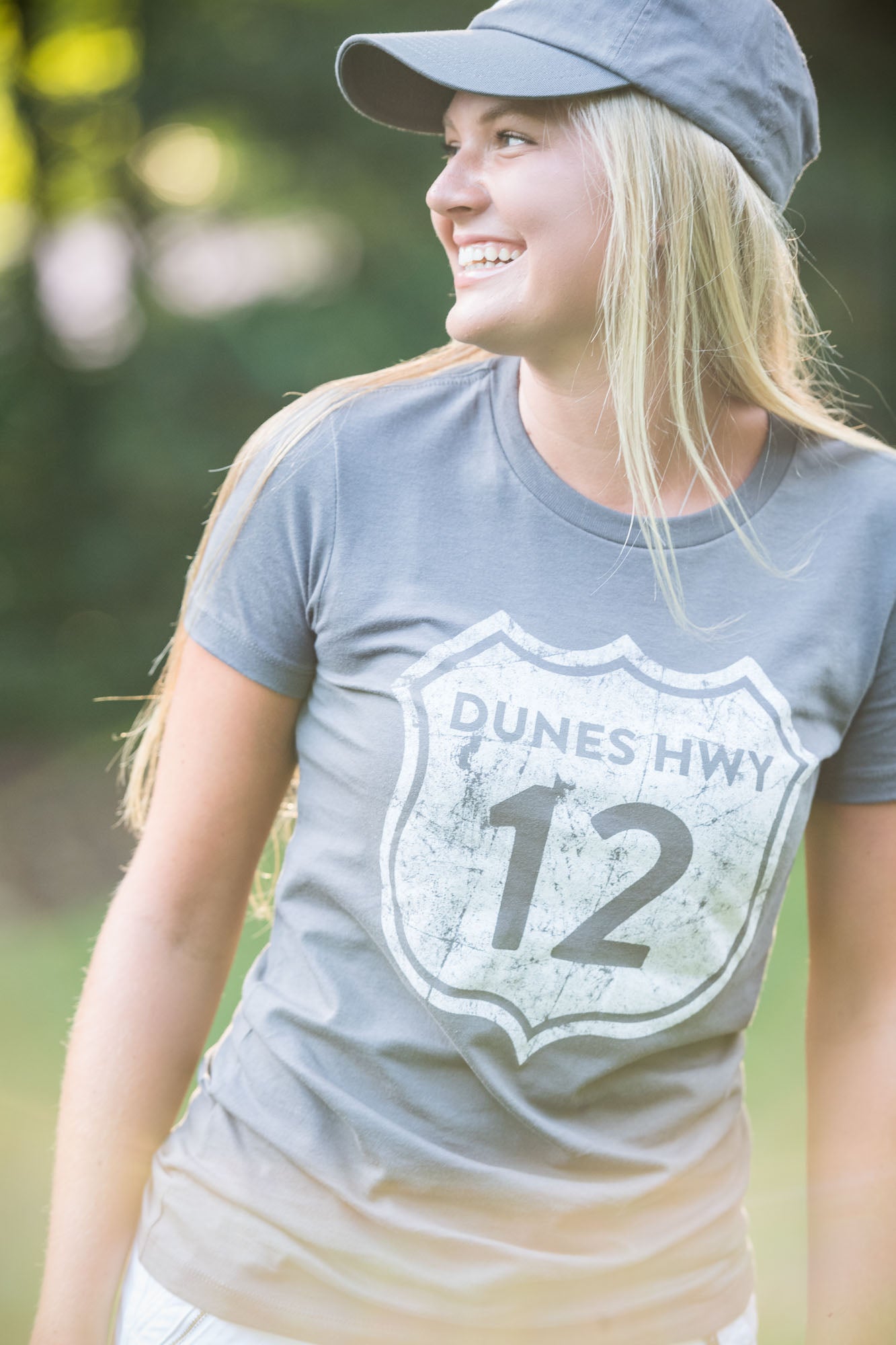 Dunes Hwy 12 Women's Graphic Tee – Distressed Vintage Logo Crew Neck T-Shirt | Soft Cotton Casual Summer Shirt