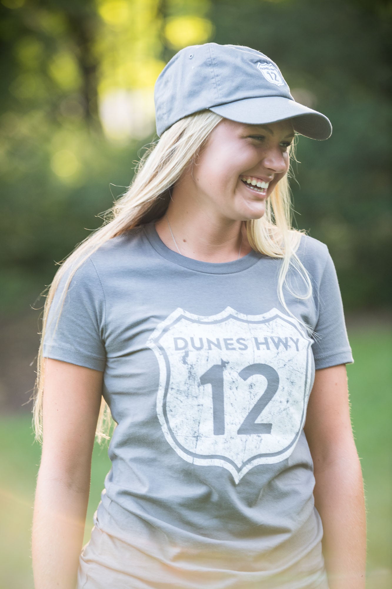 Dunes Hwy 12 Women's Graphic Tee – Distressed Vintage Logo Crew Neck T-Shirt | Soft Cotton Casual Summer Shirt
